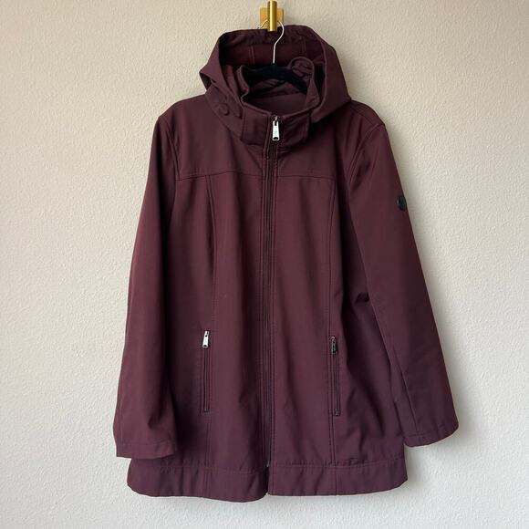 Andrew Marc Burgundy Water Repellent Hooded Jacket Size XL - Picture 2 of 8